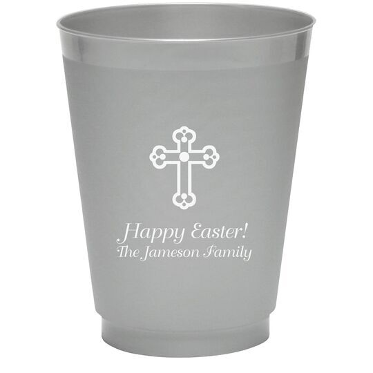 Ornate Cross Colored Shatterproof Cups